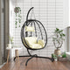 Chaise suspendue vidaxl avec oreiller en rotin poly et crème en acier blanc