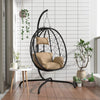 Vidaxl chaise suspendue avec oreiller en rotin poly et taupe en acier