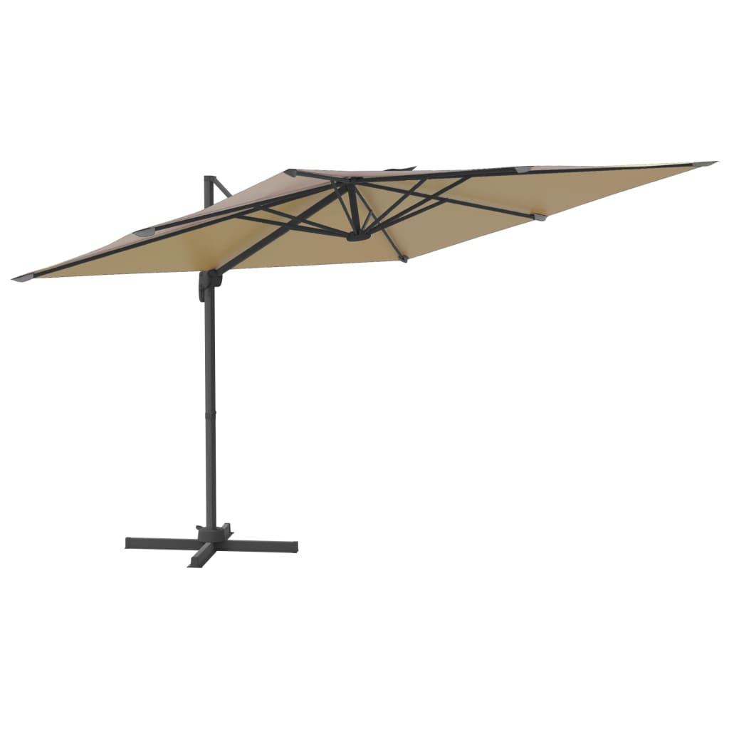 Parasol flottant vidaxl avec poteau en aluminium 400x300 cm taupe