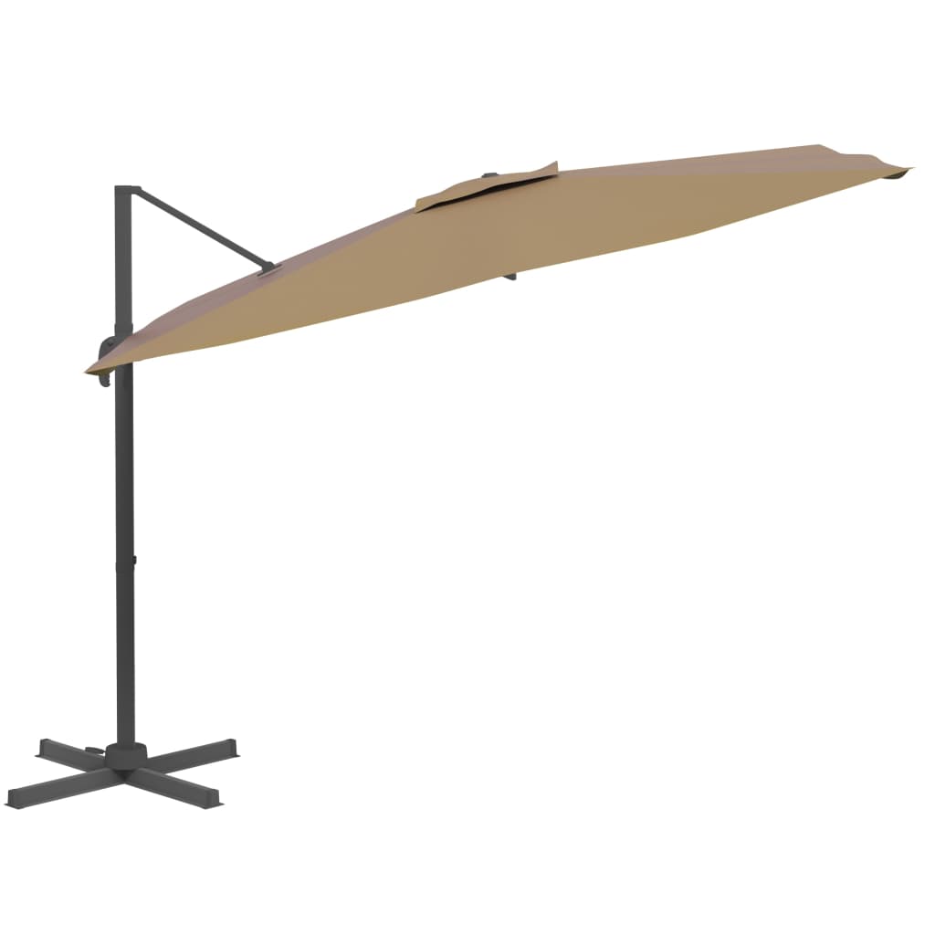 Parasol flottant vidaxl avec poteau en aluminium 400x300 cm taupe