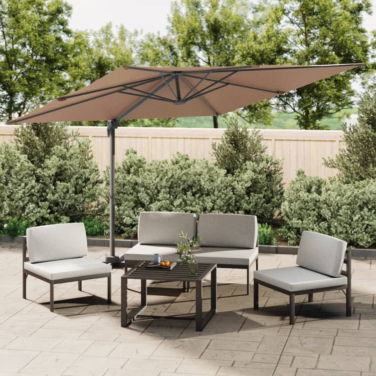 Parasol flottant vidaxl avec poteau en aluminium 400x300 cm taupe