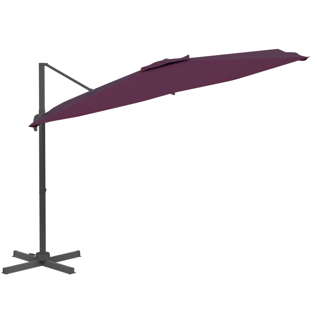 Vidaxl Parasol flottant avec poteau en aluminium 400x300 cm rouge borgogne