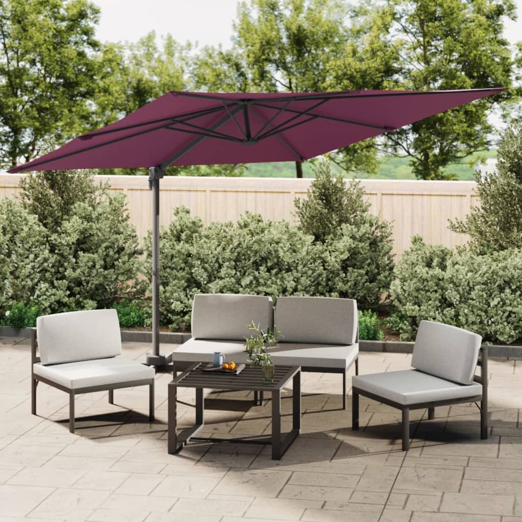 Vidaxl Parasol flottant avec poteau en aluminium 400x300 cm rouge borgogne