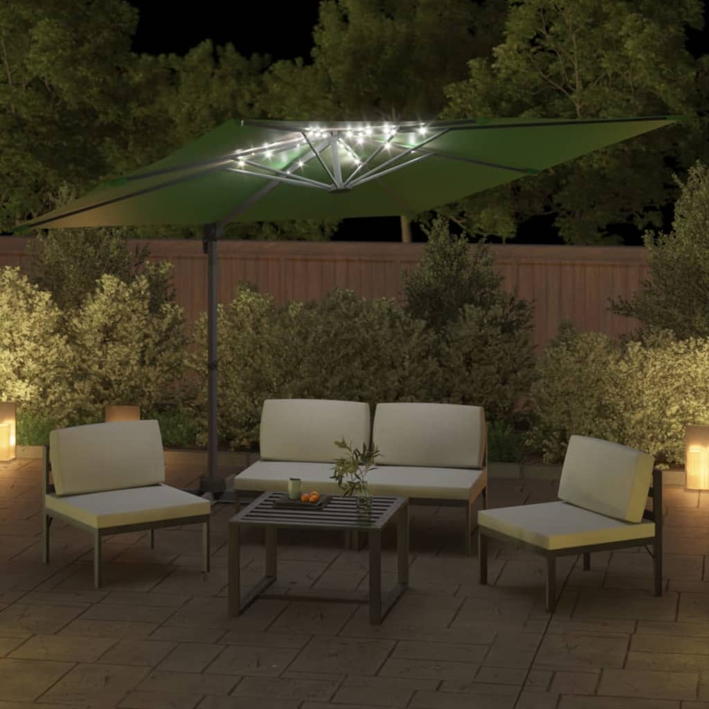 Vidaxl Parasol flottant avec éclairage LED 400x300 cm vert