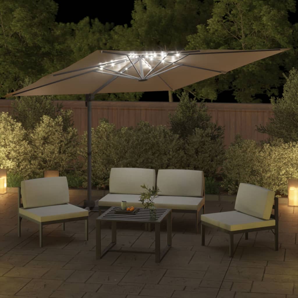 Parasol flottant vidaxl avec éclairage LED 400x300 cm taupe