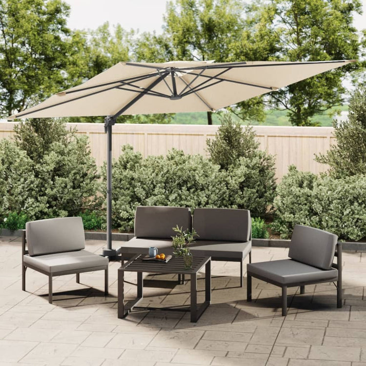 Parasol flottant vidaxl avec toit double 300x300 cm blanc