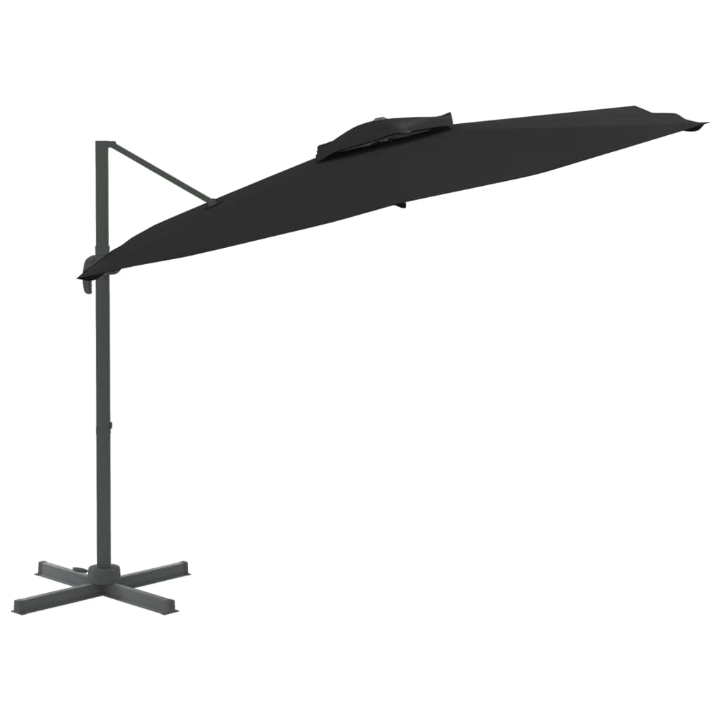 Parasol flottant vidaxl avec toit double 300x300 cm noir