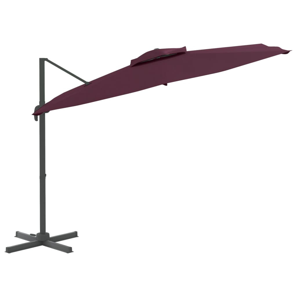 Vidaxl Parasol flottant avec un double toit 300x300 cm rouge borgogne