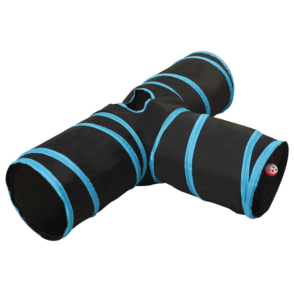 Tunnel de chat Vidaxl 3 fois 90 cm Polyester noir et bleu