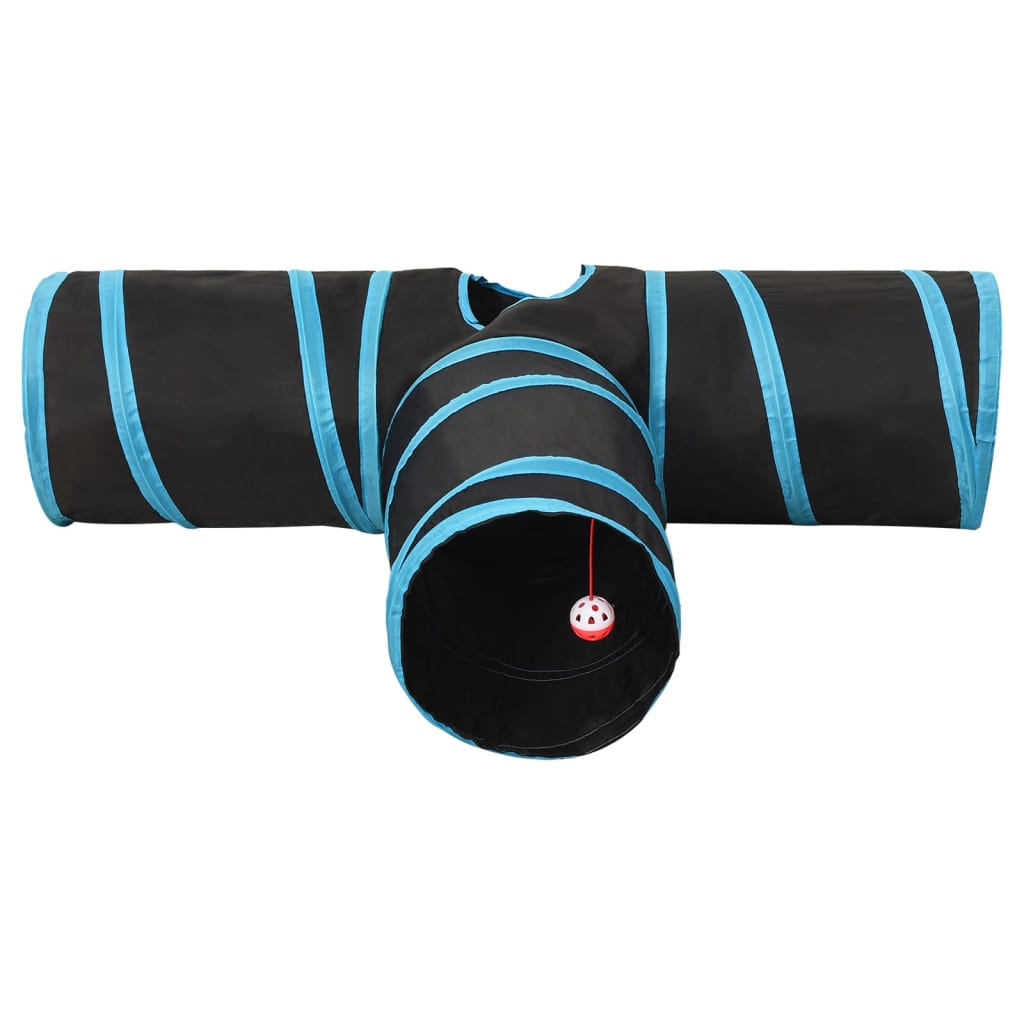 Tunnel de chat Vidaxl 3 fois 90 cm Polyester noir et bleu