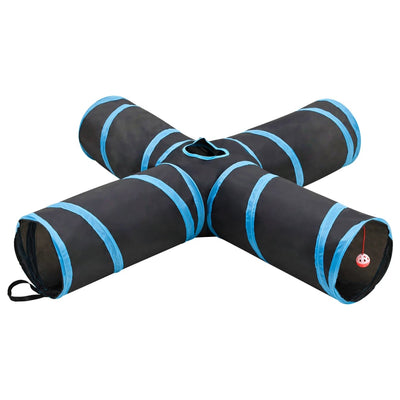 VidaXL tunnel pour chat 4 plis 132 cm polyester noir et bleu