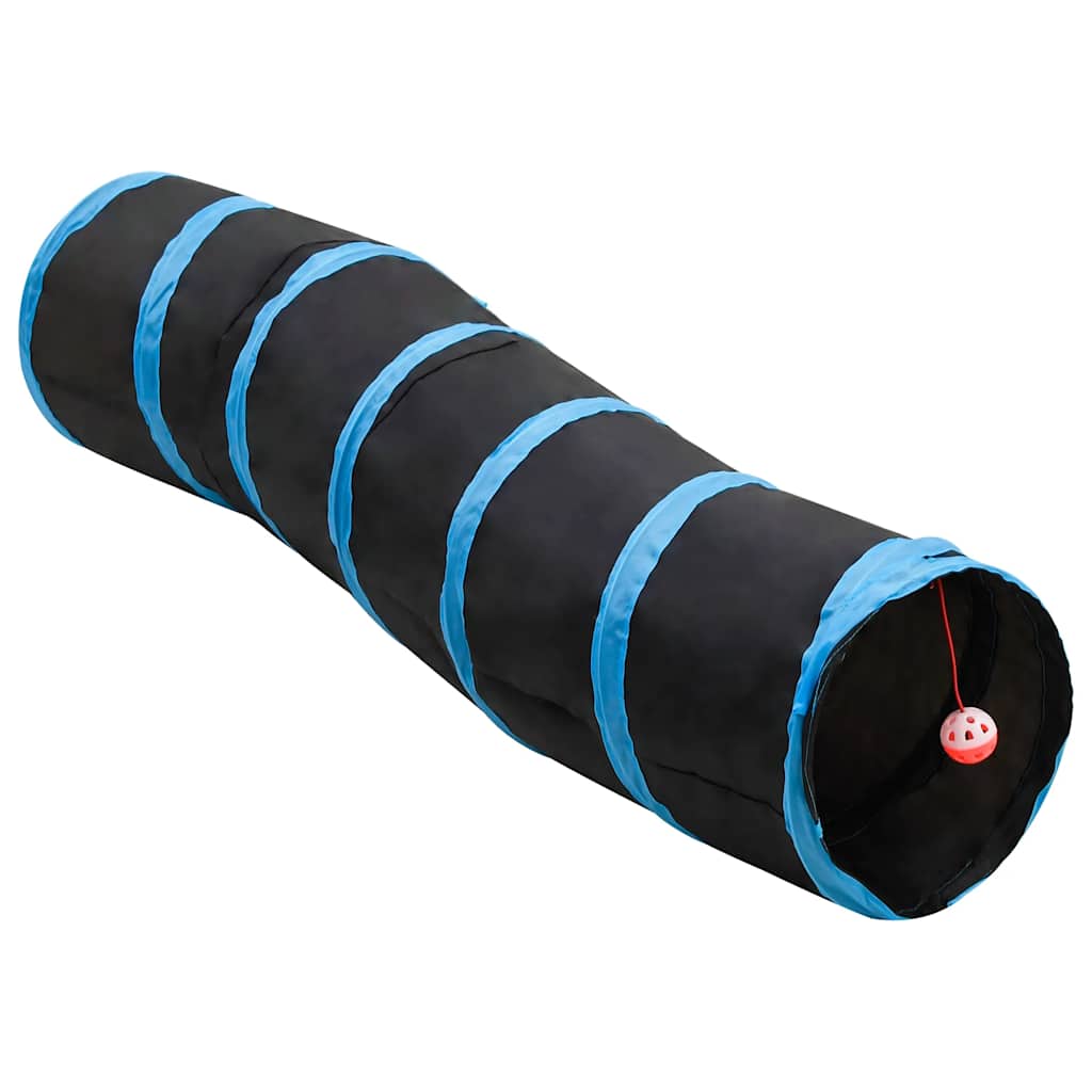 Vidaxl Cat Tunnel S-Shape 122 cm Polyester noir et bleu