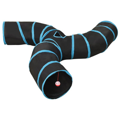 Vidaxx tunnel pour chat 3 plis 25 cm polyester noir et bleu