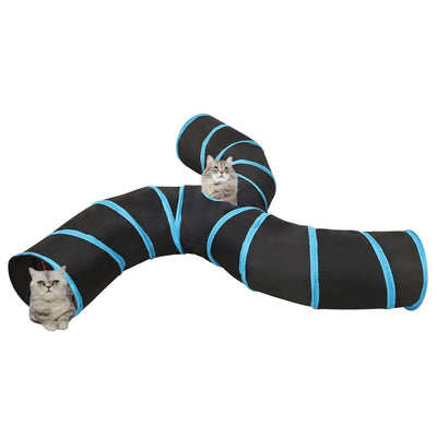 Vidaxx tunnel pour chat 3 plis 25 cm polyester noir et bleu