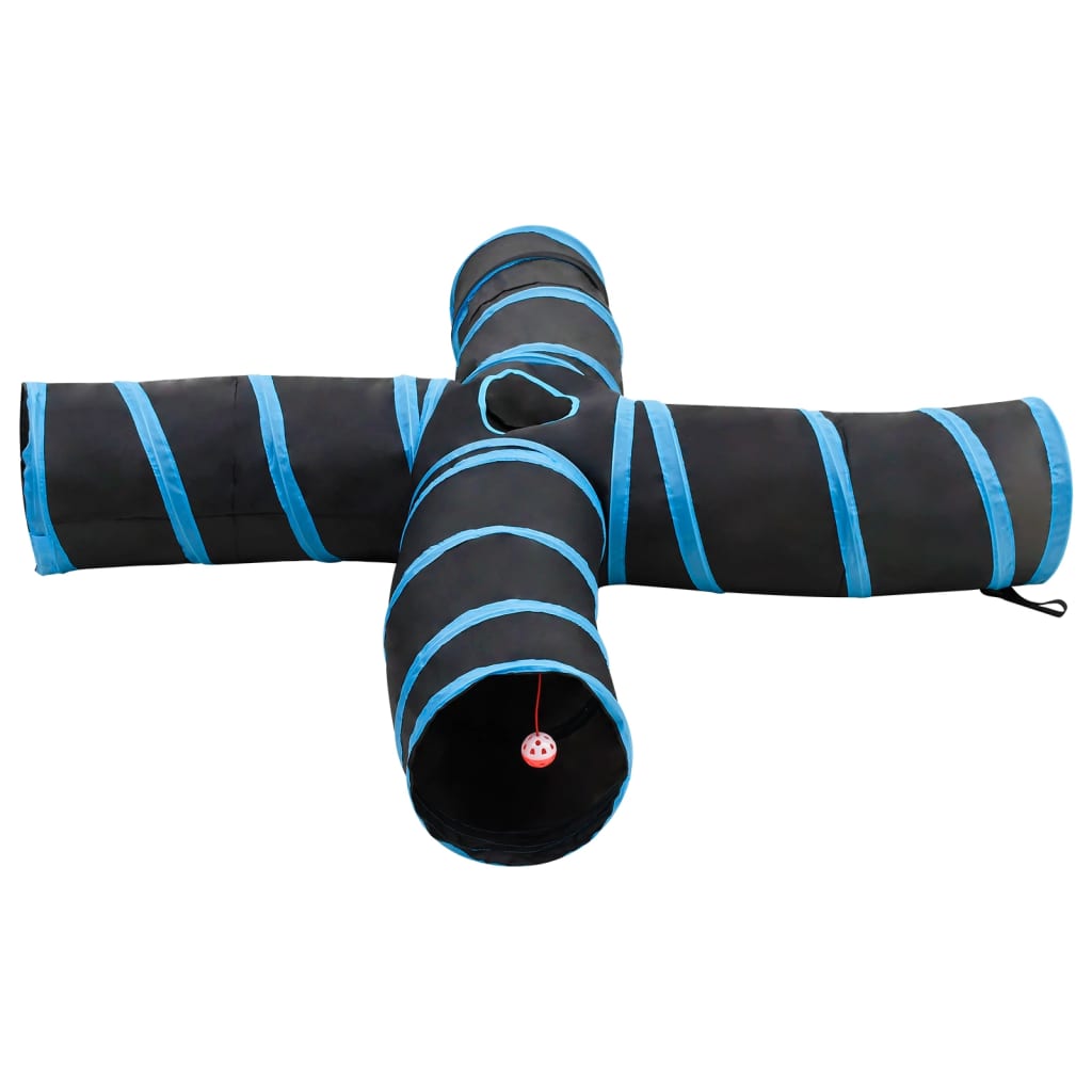 VidaXL tunnel pour chat 4 voies 25 cm polyester noir et bleu