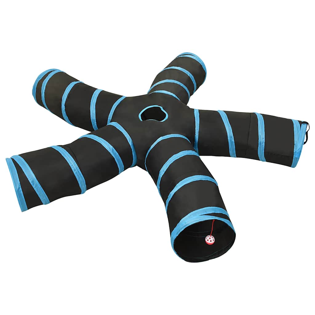 VidaXL tunnel pour chat 5 plis 25 cm polyester noir et bleu
