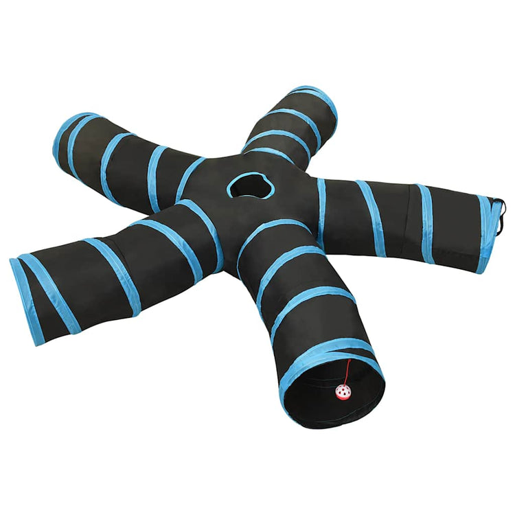 VidaXL tunnel pour chat 5 plis 25 cm polyester noir et bleu