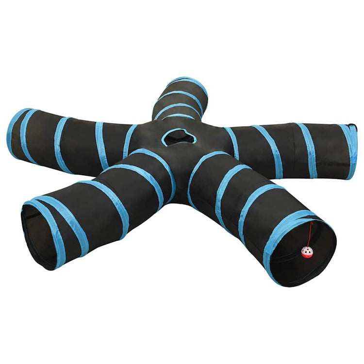 VidaXL tunnel pour chat 5 plis 25 cm polyester noir et bleu