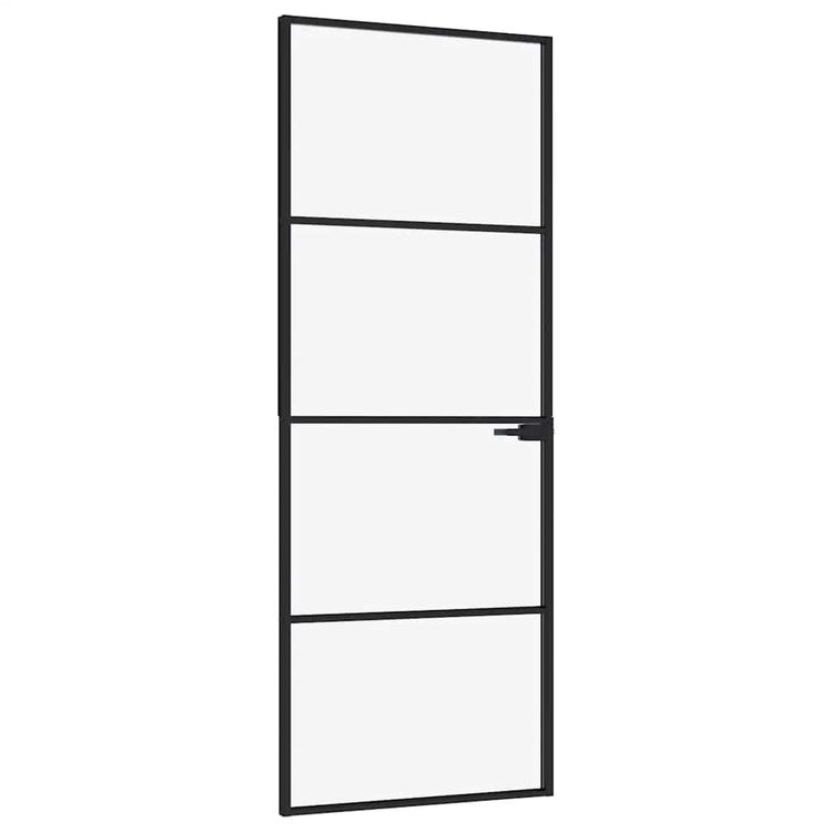 Vidaxl Porte intérieure 76x201,5 cm Verre durcie et aluminium Noir étroit