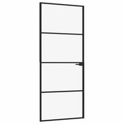 Vidaxl Porte intérieure 83x201,5 cm Verre durcie et aluminium Noir étroit - afbeelding 2