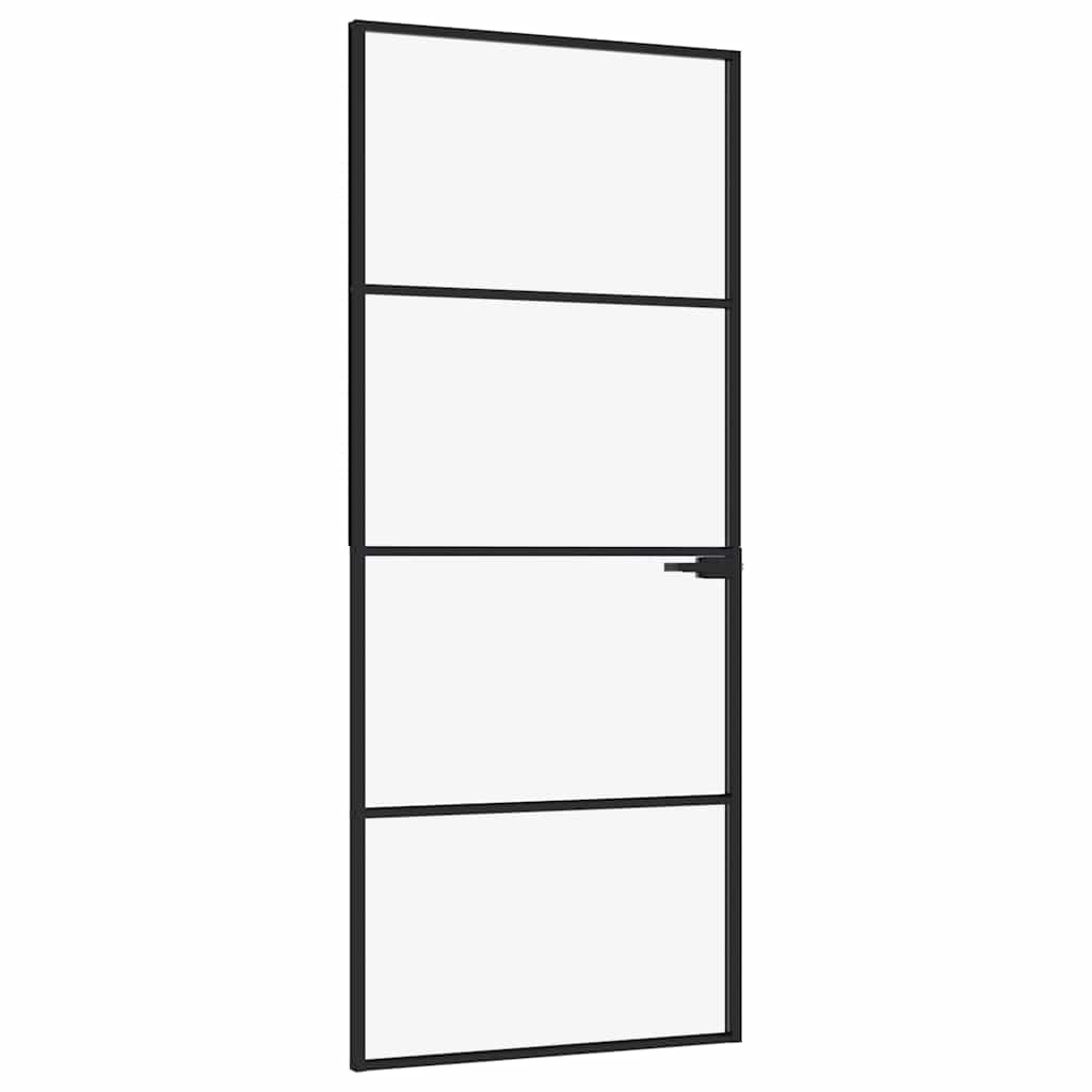Vidaxl Porte intérieure 83x201,5 cm Verre durcie et aluminium Noir étroit