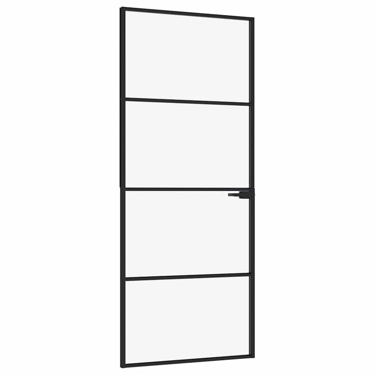 Vidaxl Porte intérieure 83x201,5 cm Verre durcie et aluminium Noir étroit