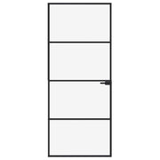 Vidaxl Porte intérieure 83x201,5 cm Verre durcie et aluminium Noir étroit - afbeelding 3