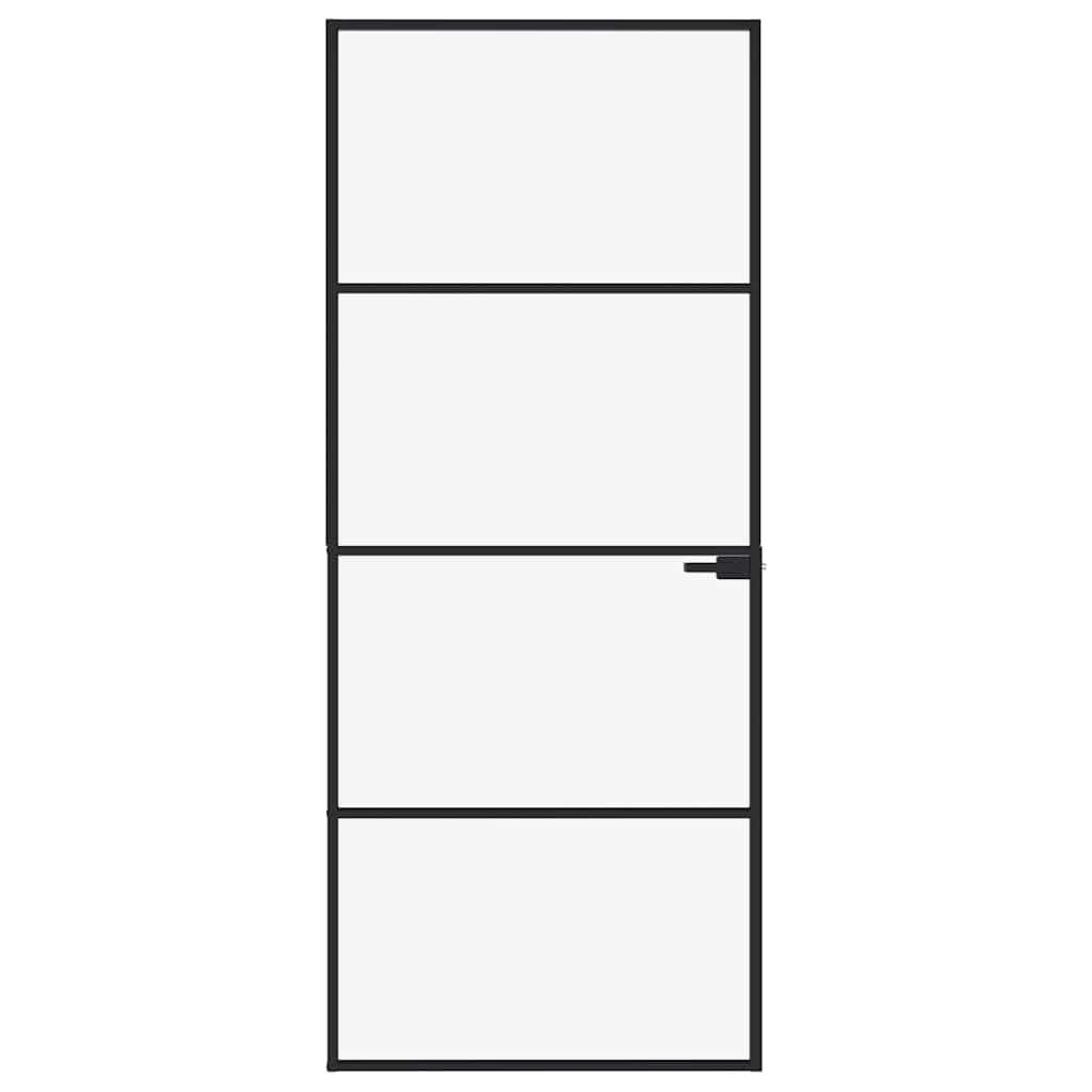 Vidaxl Porte intérieure 83x201,5 cm Verre durcie et aluminium Noir étroit