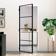 Vidaxl Porte intérieure 83x201,5 cm Verre durcie et aluminium Noir étroit - afbeelding 1