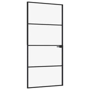 Vidaxl Porte intérieure 93x201,5 cm Verre durcie et aluminium Noir étroit - afbeelding 2