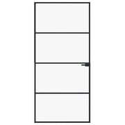 Vidaxl Porte intérieure 93x201,5 cm Verre durcie et aluminium Noir étroit - afbeelding 3