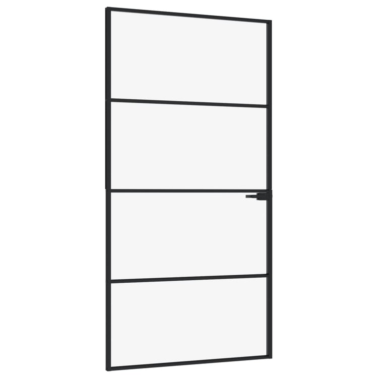 Vidaxl Porte intérieure 102x201,5 cm Verre durcie et aluminium Noir étroit
