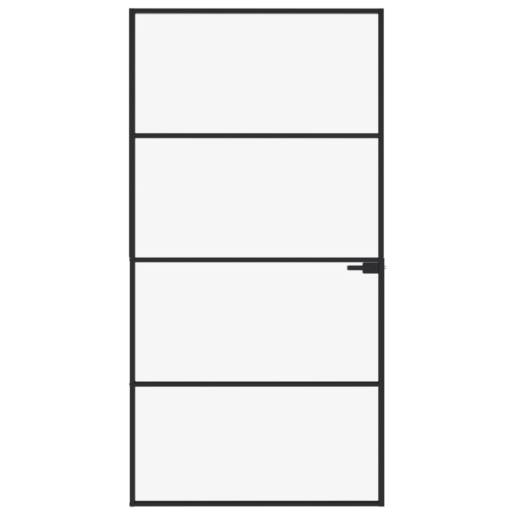 Vidaxl Porte intérieure 102x201,5 cm Verre durcie et aluminium Noir étroit