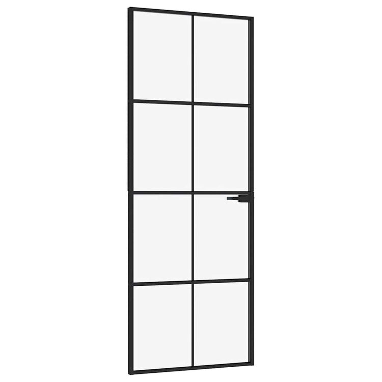 Vidaxl Porte intérieure 76x201,5 cm Verre durcie et aluminium Noir étroit