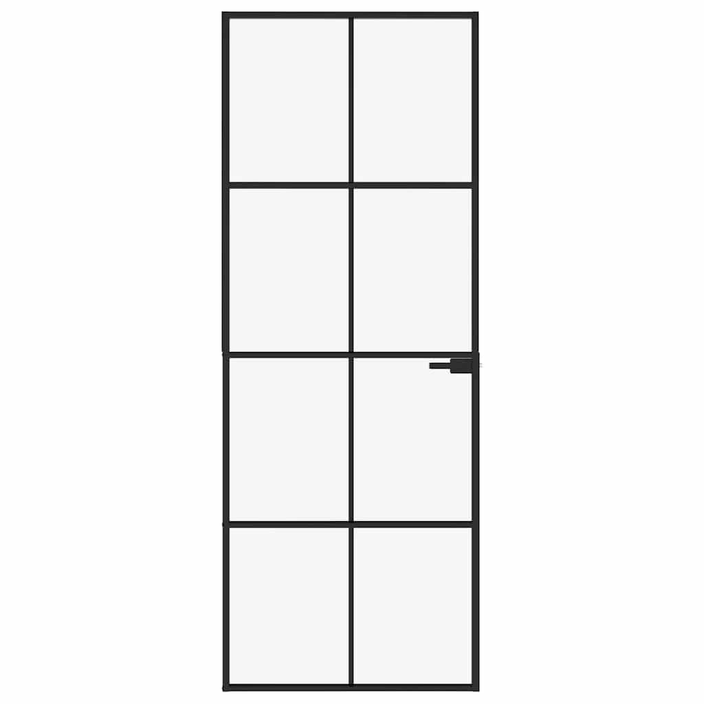 Vidaxl Porte intérieure 76x201,5 cm Verre durcie et aluminium Noir étroit
