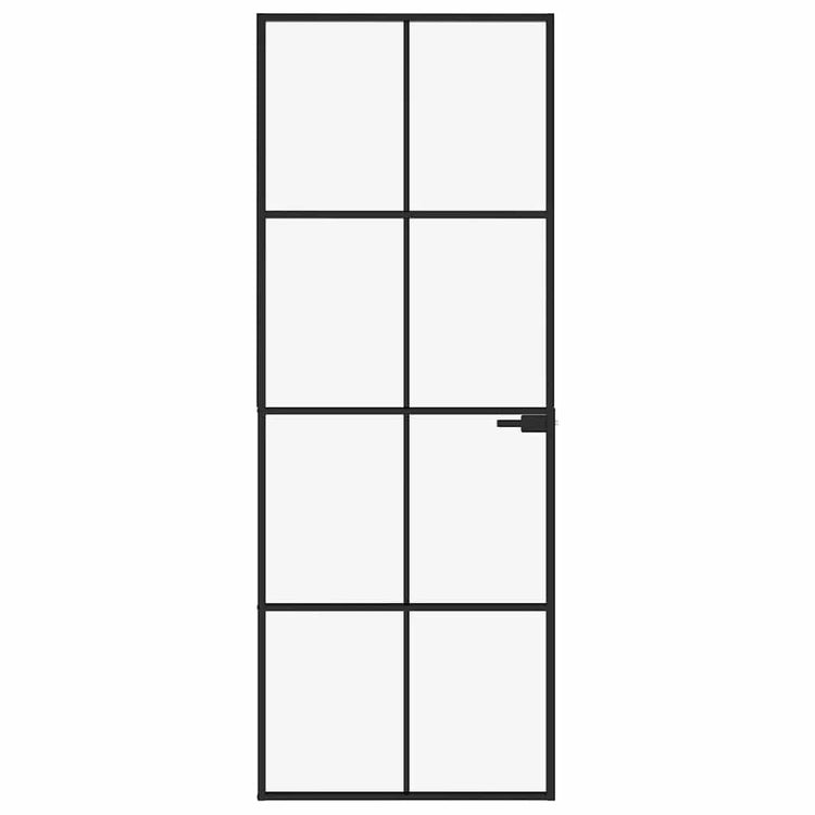 Vidaxl Porte intérieure 76x201,5 cm Verre durcie et aluminium Noir étroit