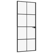 Vidaxl Porte intérieure 83x201,5 cm Verre durcie et aluminium Noir étroit - afbeelding 2