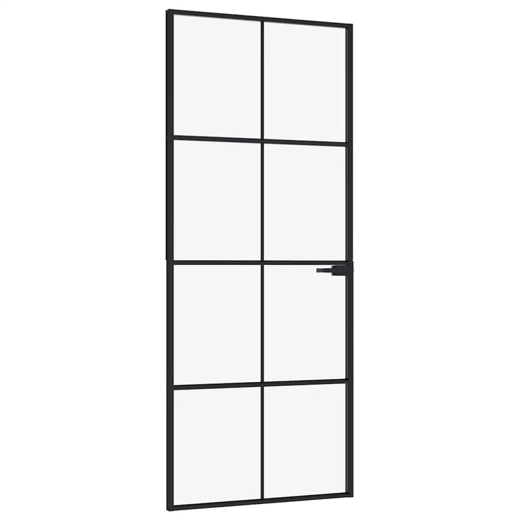 Vidaxl Porte intérieure 83x201,5 cm Verre durcie et aluminium Noir étroit