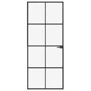 Vidaxl Porte intérieure 83x201,5 cm Verre durcie et aluminium Noir étroit - afbeelding 3