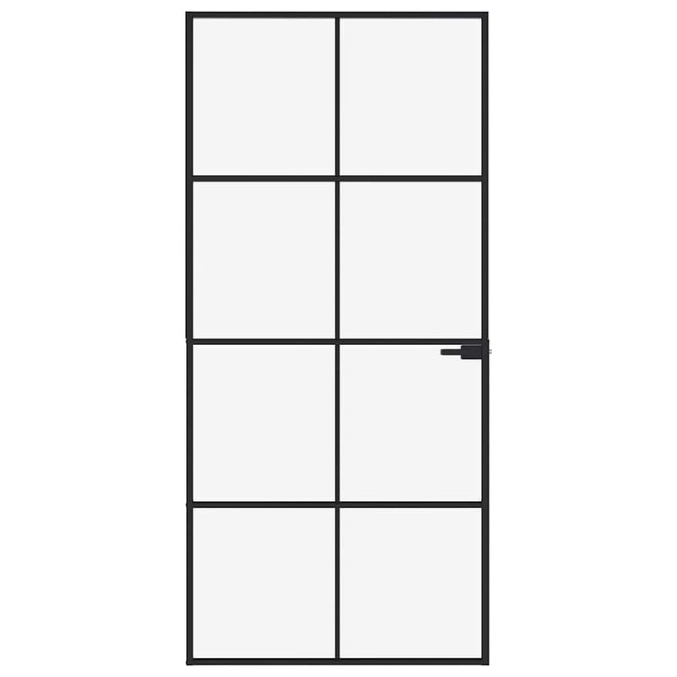 Vidaxl Porte intérieure 93x201,5 cm Verre durcie et aluminium Noir étroit