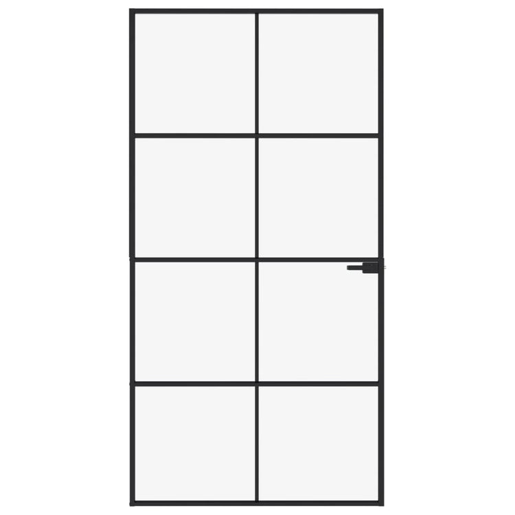 Vidaxl Porte intérieure 102x201,5 cm Verre durcie et aluminium Noir étroit