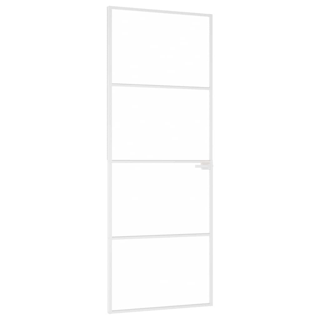 Vidaxl Porte intérieure 76x201,5 cm Verre durcie et aluminium blanc étroit