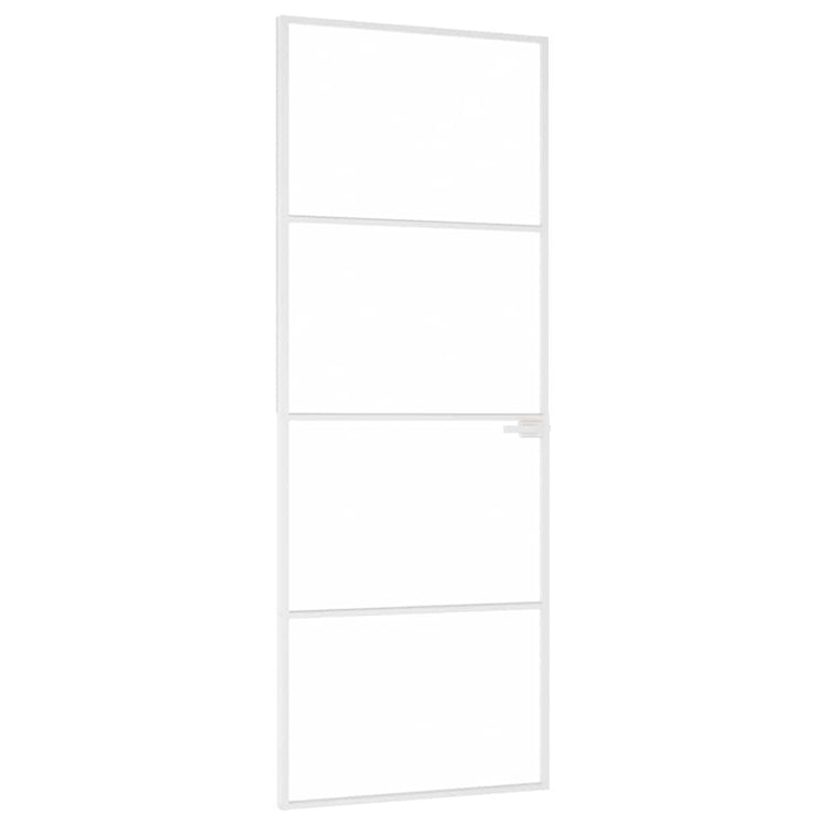 Vidaxl Porte intérieure 76x201,5 cm Verre durcie et aluminium blanc étroit