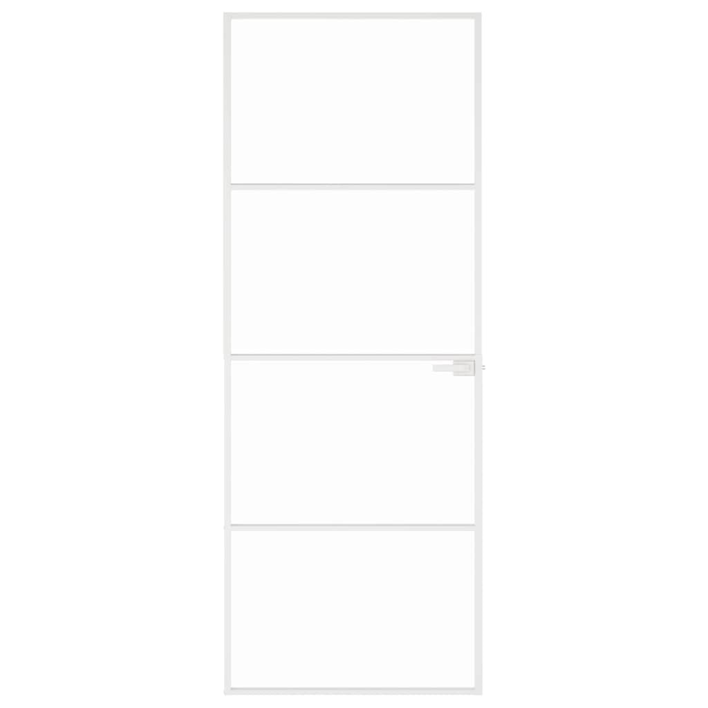Vidaxl Porte intérieure 76x201,5 cm Verre durcie et aluminium blanc étroit