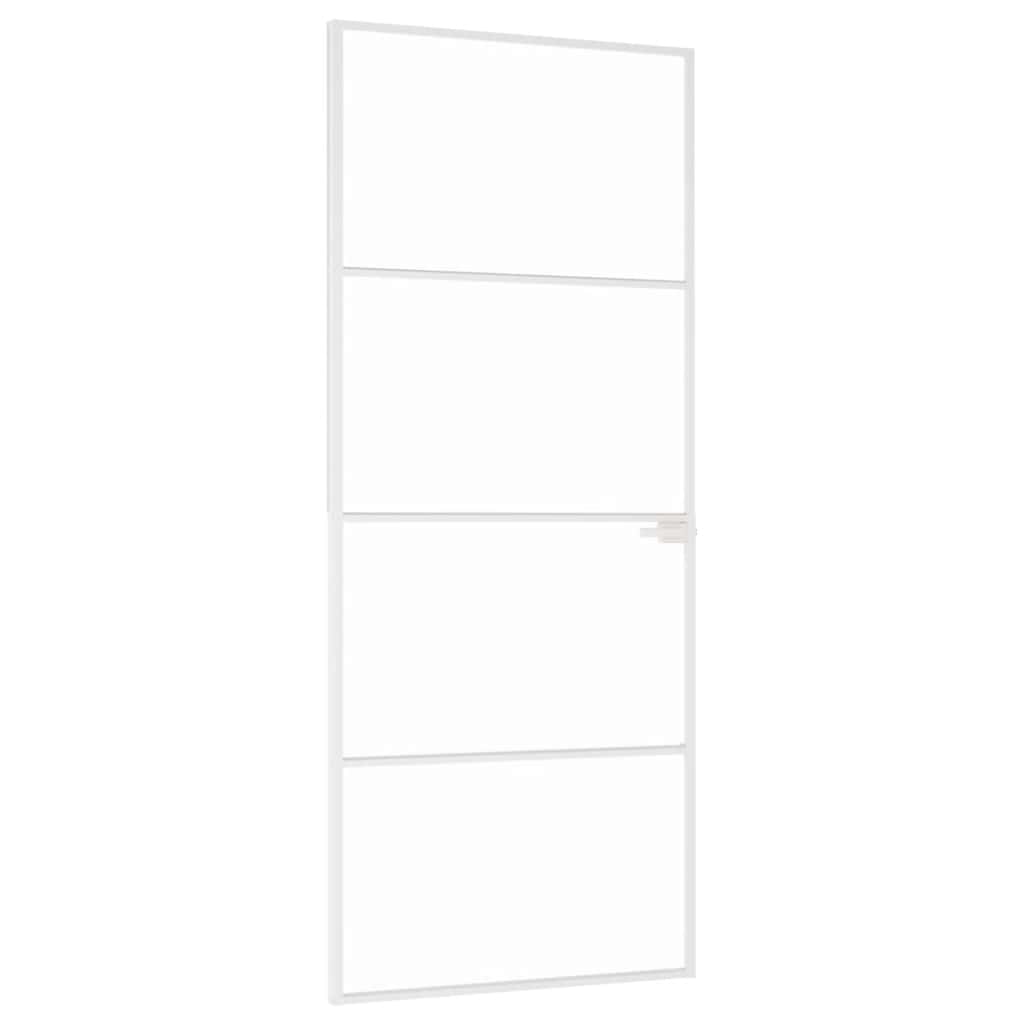 Vidaxl Porte intérieure 83x201,5 cm Verre durcie et aluminium blanc étroit