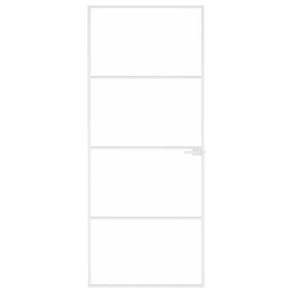Vidaxl Porte intérieure 83x201,5 cm Verre durcie et aluminium blanc étroit