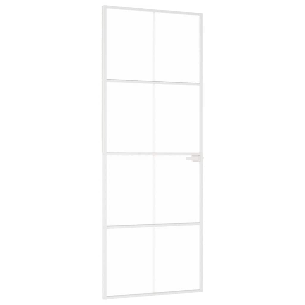Vidaxl Porte intérieure 76x201,5 cm Verre durcie et aluminium blanc étroit