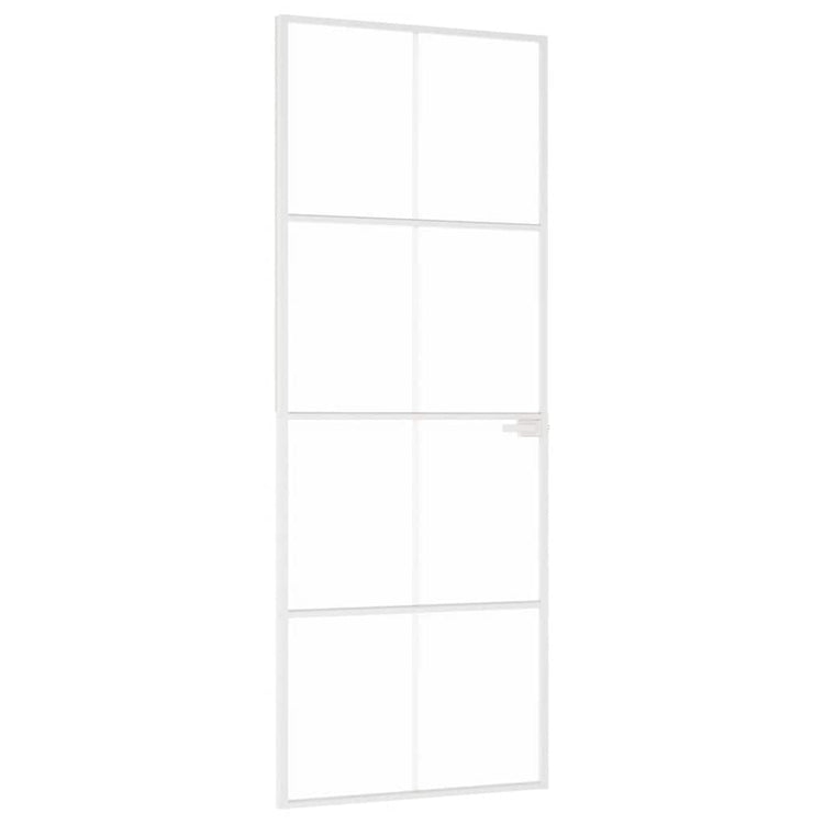 Vidaxl Porte intérieure 76x201,5 cm Verre durcie et aluminium blanc étroit