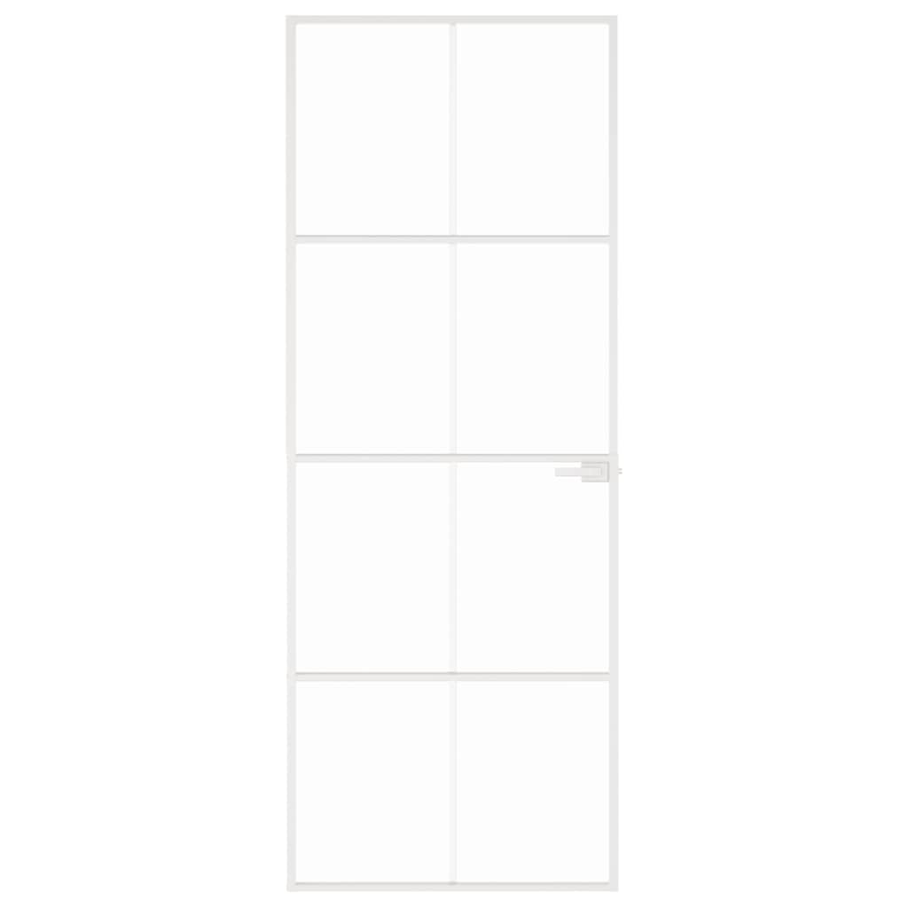 Vidaxl Porte intérieure 76x201,5 cm Verre durcie et aluminium blanc étroit