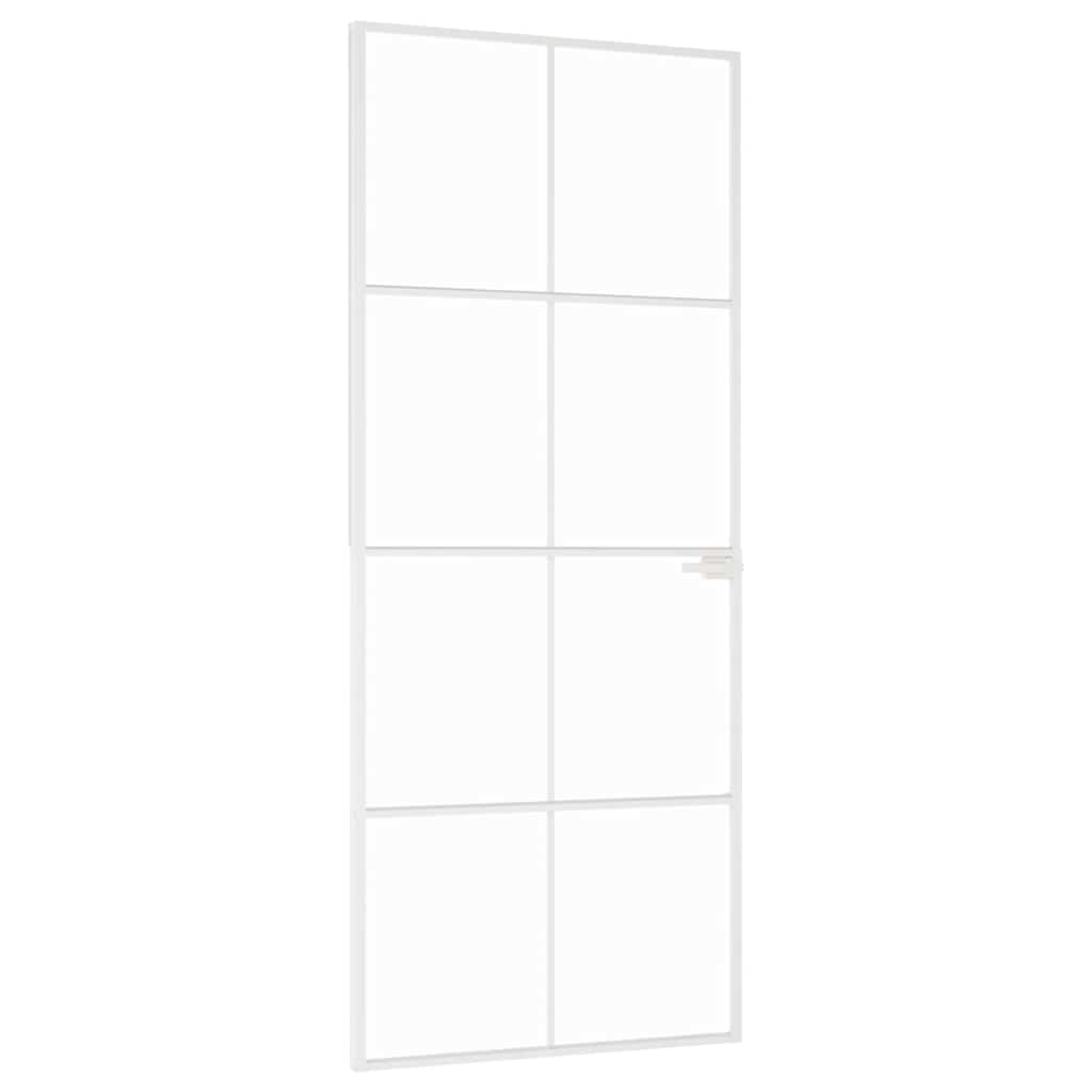 Vidaxx porte intérieure 83x201,5 cm verre trempé et aluminium étroit blanc